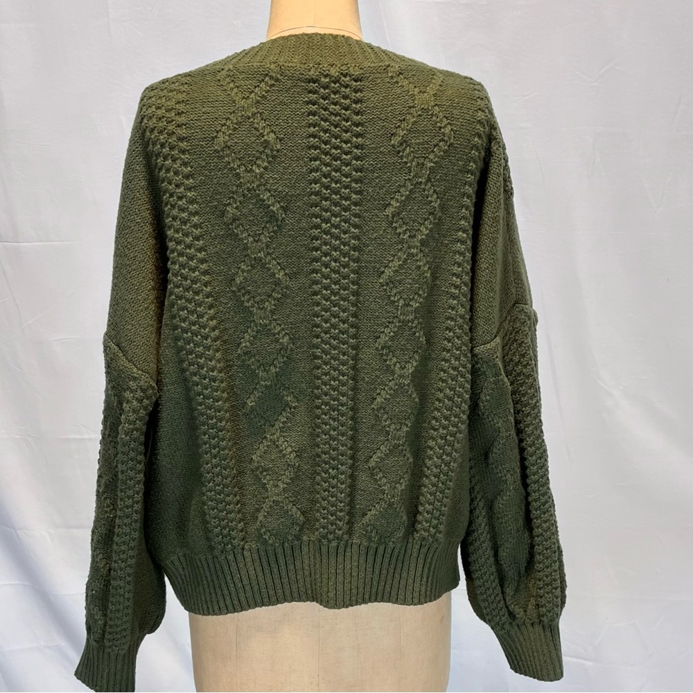 Wildflower Daisy earthy sweater cardigan cable knit button front floral‎ flowers - Picture 8 of 11